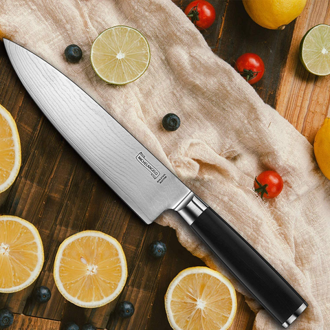 Image of MICHELANGELO Professional Chef Knife 8 Inch Pro, German High Carbon Stainless Steel Knife with Ergonomic Handle, Japanese Knife, Chef Knife for Kitchen - 8 Inch, Etched Damascus Pattern