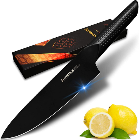 Image of Chef Knife, 8 Inch Pro Kitchen Knife Dishwasher Safe, High Carbon German Stainless Steel Chef'S Knives with Ergonomic Handle, Elegant Black, Best Gifts