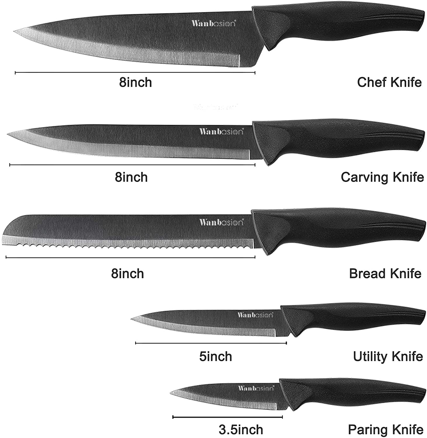 Marbling Black Kitchen Knife Set Block, Kitchen Knife Set Block Wood, Professional Kitchen Knife Set Block with Knife Sharpener