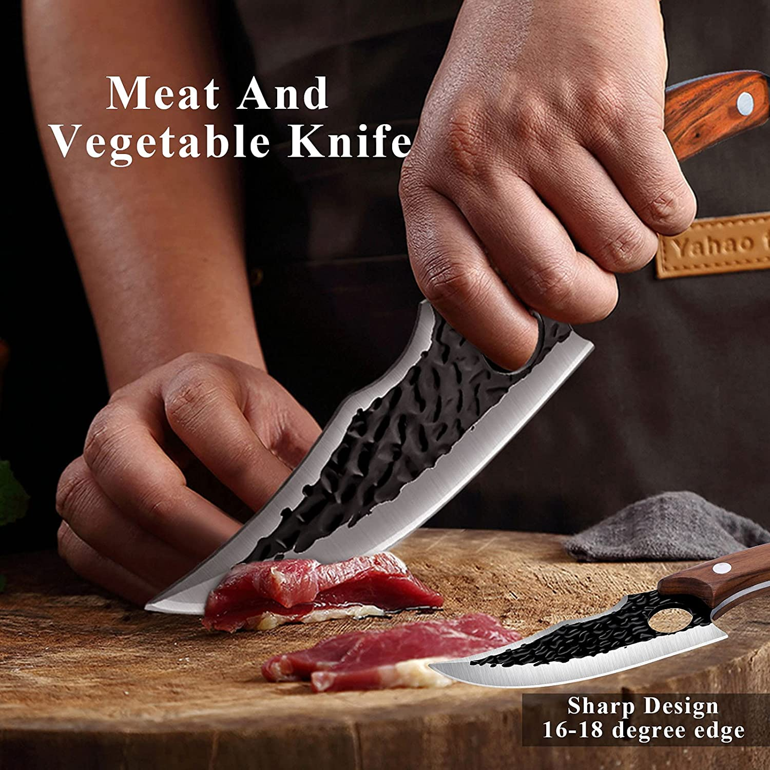 Upgraded Huusk Kitchen Chef Knife Viking Knife with Sheath Japanese Forged Japan Knives Boning Knife Multipurpose Meat Knives Outdoor Camping BBQ Knife with Gift Box