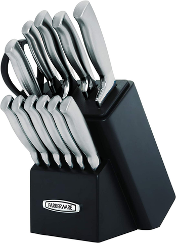 Image of Farberware Self-Sharpening 13-Piece Knife Block Set with Edgekeeper Technology, Black -