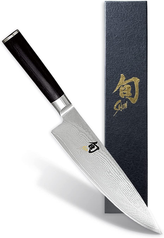 Image of Shun Classic 8” Chef’S Knife with VG-MAX Cutting Core and Ebony Pakkawood Handle; All-Purpose Blade for a Full Range of Cutting Tasks with Curved Blade for Easy Cuts; Cutlery Handcrafted in Japan