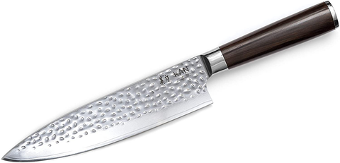 Image of KAN Core Chef Knife 8-Inch VG-10 67 Layers Damascus Ambidextrous (Hammered VG-10 Blade, Ebony Wood Handle--Upgraded Version)