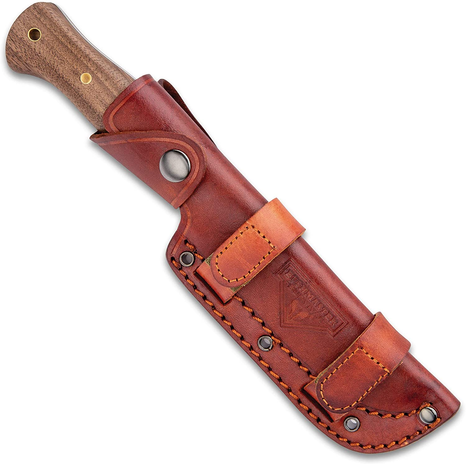 Bushmaster Bushcraft Explorer Fixed Blade Knife, 1095 Carbon Steel Blade, Zebra Wood Handle, Brass Pins and Lanyard Hole, Length 9 5/8 Inch