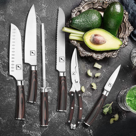 Image of Knife Set, Imarku 16-Pieces Premium Kitchen Knife Set, German Stainless Steel Knife Set with Block and Knife Sharpener