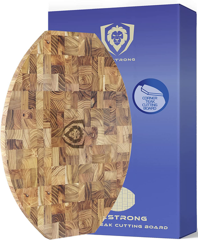 Image of DALSTRONG Corner Counter Teak Wood Cutting Board - Tight Wood Grain - 24" X 18" X 2.2" - Kitchen Chopping Board - Serving Board - Cutting Boards - Gift Packaging