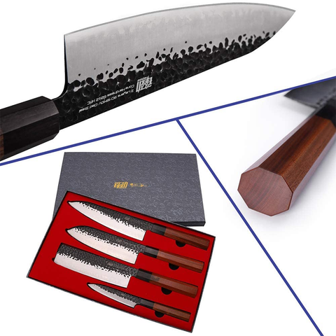 Image of FINDKING Dynasty Series 4Pcs in One Kitchen Knife Set, Included Chef Knife & Santoku Knife & Nakiri Knife & Utility Knife