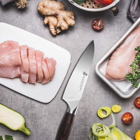 Image of TUO Chef Knife 7 Inch - Professional Kitchen Cooking Knife Japanese Gyuto Knives Vegetable Meat and Fruit - German HC Stainless Steel - Ergonomic Pakkawood Handle - Osprey Series with Gift Box