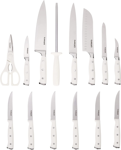 Image of Cuisinart C77WTR-15P Classic Forged Triple Rivet, 15-Piece Knife Set, White