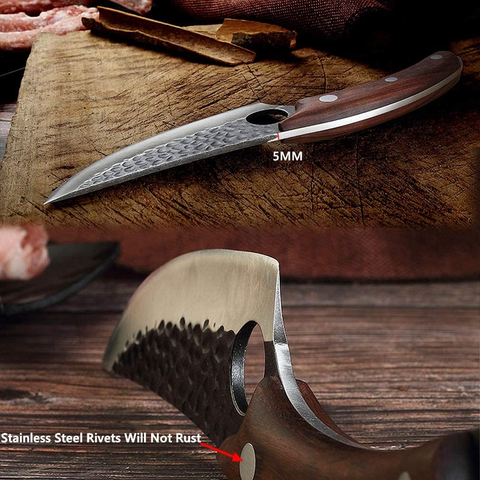 Image of Forged Viking Knives, Husk Chef Knife Butcher Knives Handmade Fishing Filet & Bait Knife Japanese Chef Knife Boning Knife Japan Knives Meat Cleaver for Kitchen or Camping