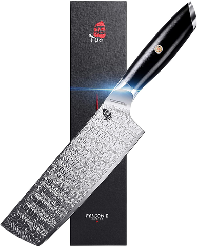 Image of TUO Nakiri Knife - 6.5 Inch Vegetable Cleaver Knife, Asian Chef Knife Forged AUS-8 Japanese Stainless Steel, Meat Cleaver with G10 Full Tang Handle - Falcon S Series with Gift Box