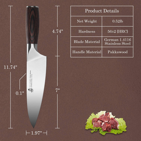 Image of TUO Chef Knife 7 Inch - Professional Kitchen Cooking Knife Japanese Gyuto Knives Vegetable Meat and Fruit - German HC Stainless Steel - Ergonomic Pakkawood Handle - Osprey Series with Gift Box