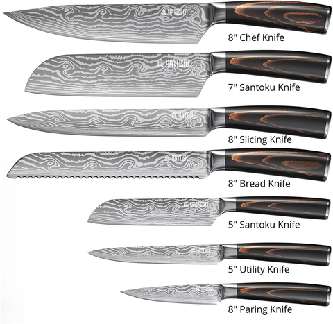 Image of Yatoshi 7 Knife Set - Pro Kitchen Knife Set Ultra Sharp High Carbon Stainless Steel with Ergonomic Handle