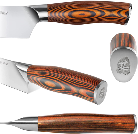 Image of TUO 17 PCS Kitchen Knives Set - Kitchen Block Set with Steak Knife - German X50Crmov15 Steel Blade - Full Tang Pakkawood Handle - Gift Box Included - Fiery Series