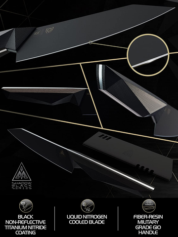 Image of DALSTRONG Chef Knife - 6 Inch - Shadow Black Series - Black Titanium Nitride Coated - Razor Sharp Kitchen Knife - High Carbon 7CR17MOV-X Vacuum Treated Steel - Sheath - NSF Certified