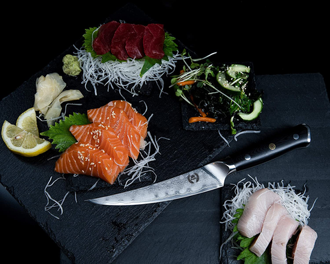 Image of Boning / Fillet Knife: Professional Japanese 6 Inch Razor Sharp AUS10 Premium High Carbon 67 Layer Damascus Stainless Super Steel Full Tang Chef’S Knives W/ G-10 Handle by Regalia Knives