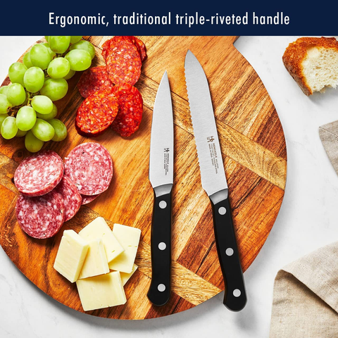 Image of HENCKELS Solution 12-Pc Knife Set with Block, Chef Knife, Paring Knife, Steak Knife Set, Grey, Stainless Steel