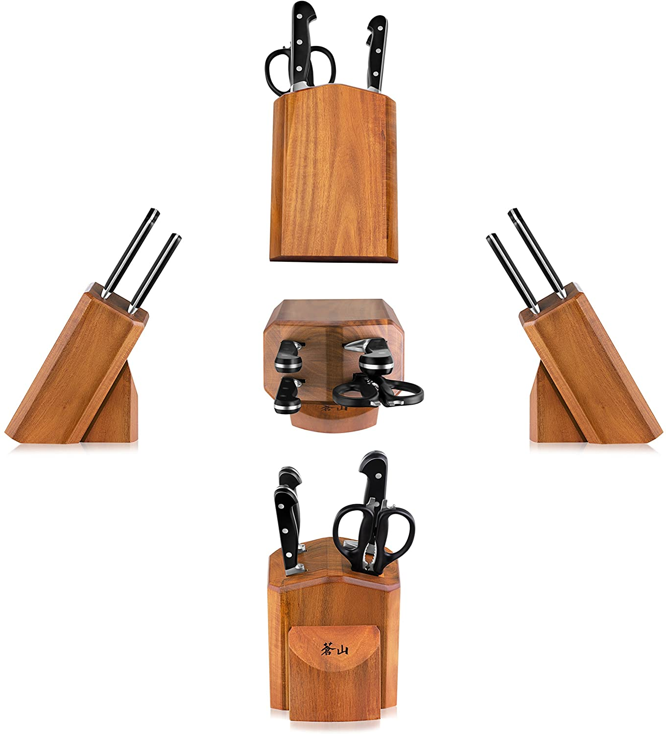 Cangshan V2 Series 1022520 German Steel Forged 5-Piece Starter Knife Block Set, Acacia
