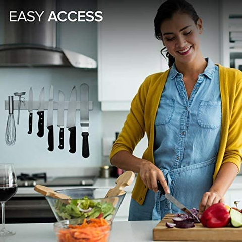 Image of Modern Innovations 16 Inch Stainless Steel Magnetic Knife Bar - Use as Knife Holder, Knife Rack, Knife Strip, Kitchen Utensil Holder and Tool Holder