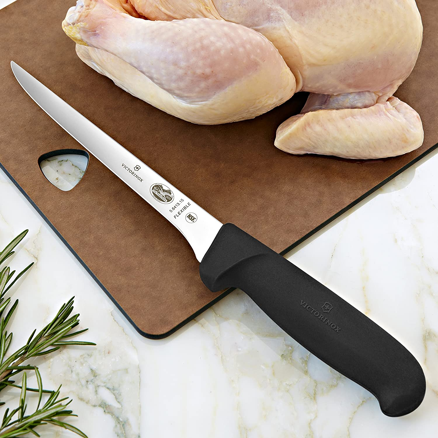 Victorinox Fibrox Pro 6-Inch Boning Knife with Flexible Blade, Black