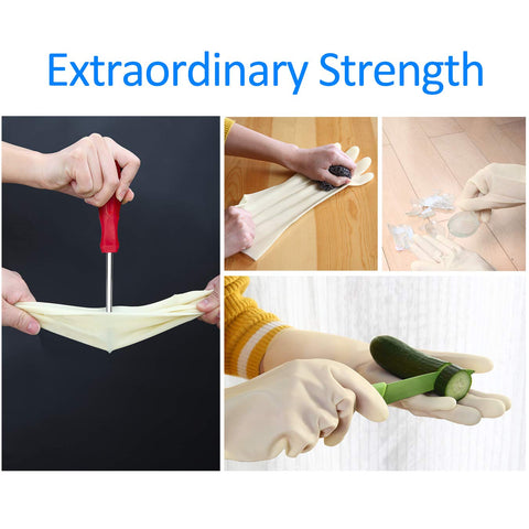 Image of Nitrile Cleaning Gloves, Heavy Duty Dishwashing Gloves, Reusable Medium Gloves for Kitchen, Bathroom, Gardening, Working, Pet Care - White, 3 Pairs, Size M