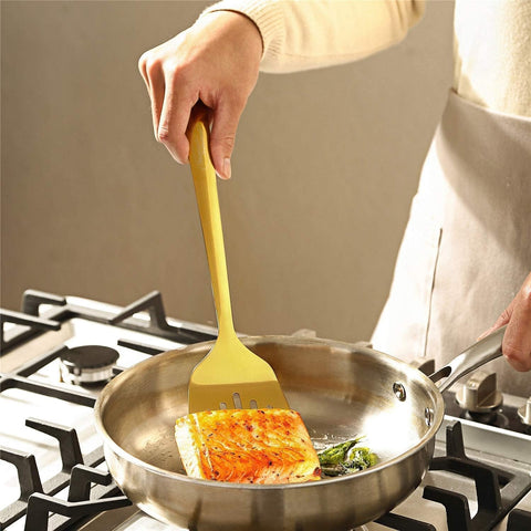 Image of MA21 Golden Titanium Knives Block Set +  KYA51B Kitchen Utensil Set