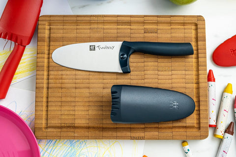 Image of Twinny Stainless Steel Children'S Chef'S Knife, 10Cm, Rounded Blade, Child-Friendly Design, Plastic Handle, Blue
