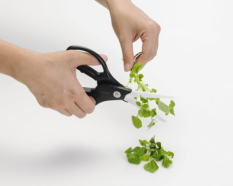Image of Ceramic Scissors, Overall Length 7.2" with 2.7" Long Blades, Black Handle with White Blades
