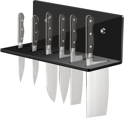 Image of 6.7-Inch Knife Holder Punch-Free Knife Bar Strong Knife Acrylic Holder Cheese Knife Organizer Kitchen Knife Cutlery Organizer 2Pack