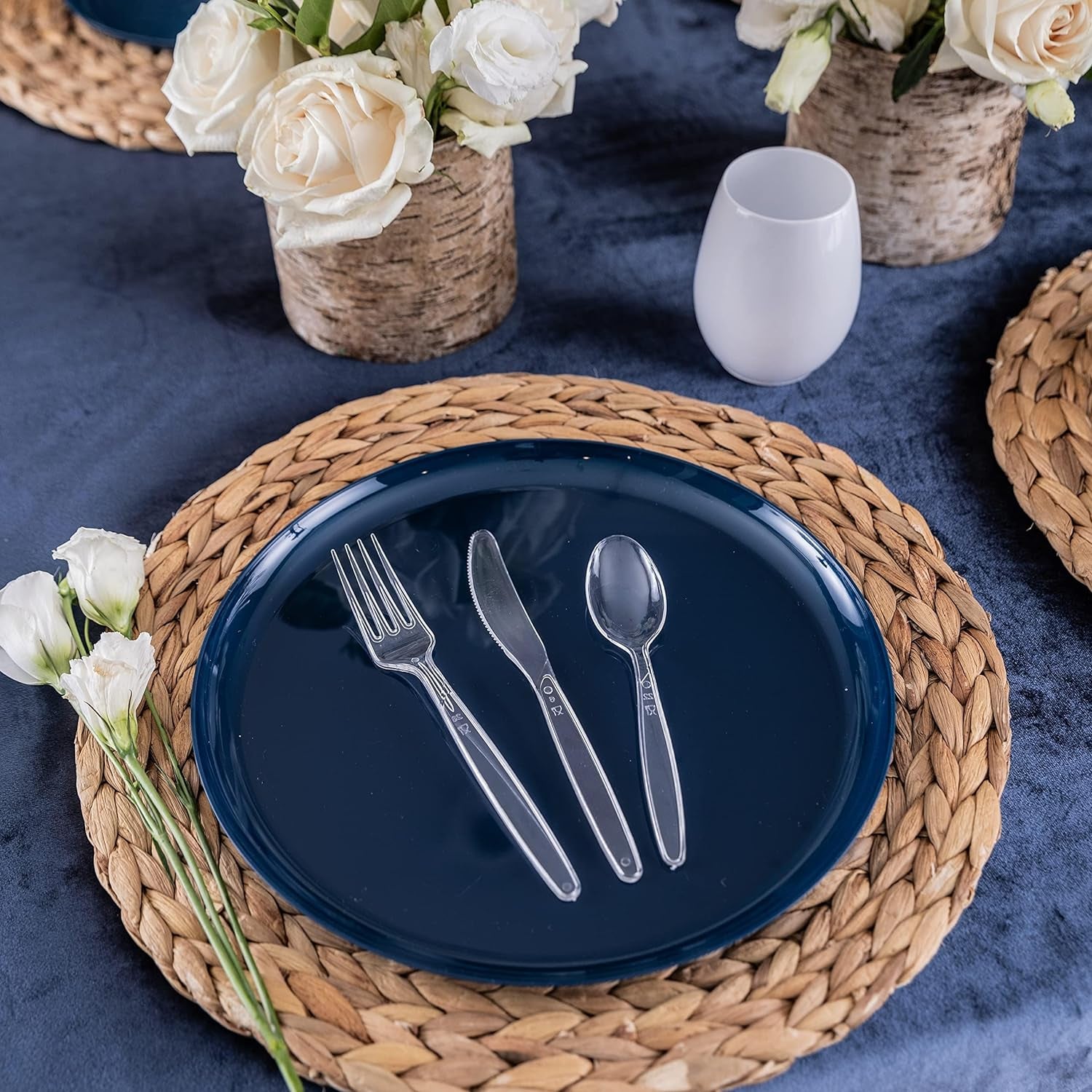 Disposable Cutlery Set, SAPPHIRE Design, Clear Color, 360 Pieces: 180 Forks, 120 Spoons, 60 Knives