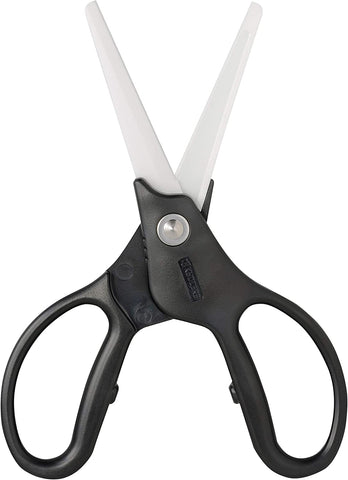 Image of Ceramic Scissors, Overall Length 7.2" with 2.7" Long Blades, Black Handle with White Blades