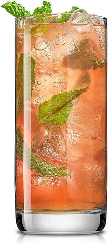 Image of Faye 13Oz Highball Glasses, 6Pc Tall Glass Sets. Lead-Free Crystal Drinking, Water Glasses, Mojito Cups, Tom Collins Bar Glassware, and Mixed Drink Cocktail Glass Set