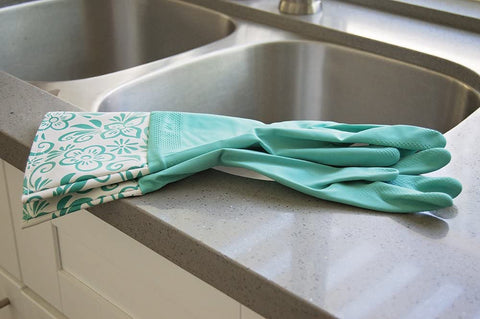 Image of Glam Reusable Latex Dishwashing Gloves for Kitchen or Cleaning, One Size, Yellow, 3 Pairs