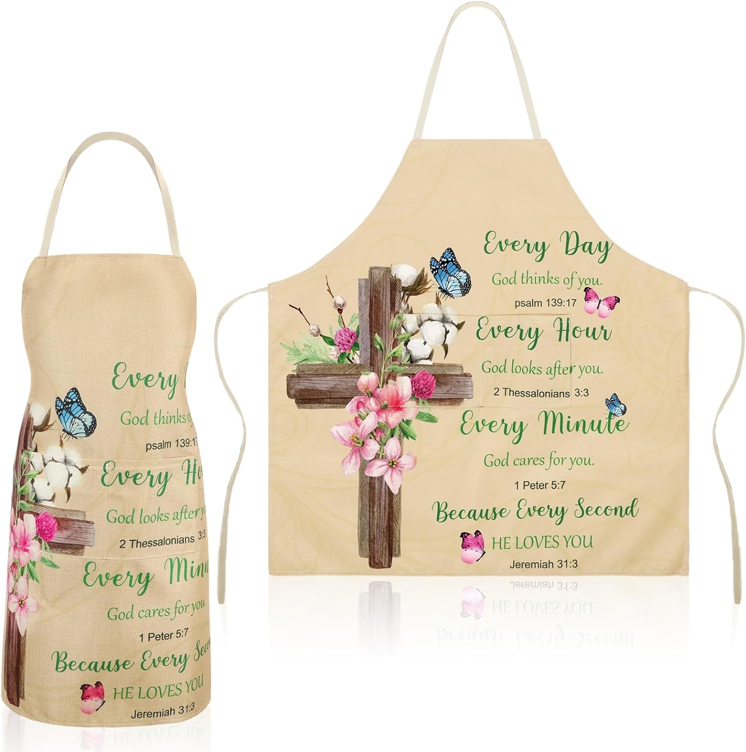 Christian Bible Verse Apron Religious Gift for Women Waterproof Inspirational Cooking Apron with Pocket Tie Neckstrap