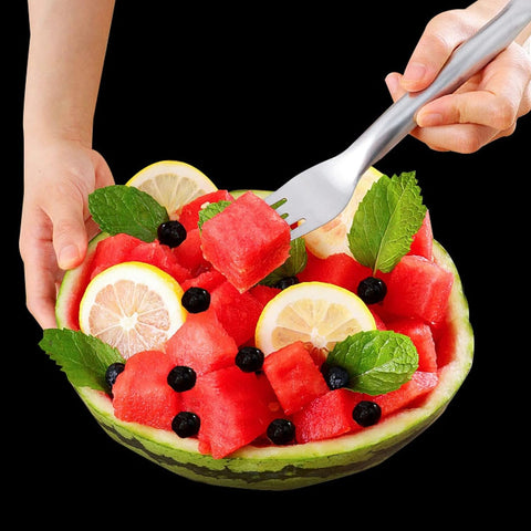 Image of 3PCS Watermelon Slicer Cutter, 2- In- 1 Watermelon Fork Slicer, 2023 New Watermelon Slicer Cutter Summer Watermelon Fruit Cutting Fork, Stainless Steel Fruit Forks for Family Parties Camping