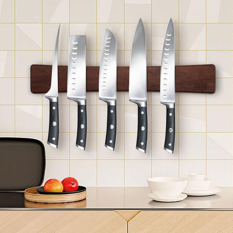 Image of Magnetic Knife Strips, Magnetic Knife Holder for Wall 16 Inch, Acacia Wood Knife Magnetic Strip Use as Knife Bar, Knife Holder for Kitchen Utensil Organizer