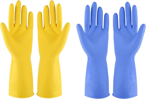 Image of Rubber Gloves Dishwashing 2 or 4 Pairs for Kitchen,Cleaning Gloves for Household Reuseable.