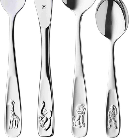 Image of Pignr Animals Children'S Cutlery, 4-Piece, from 3 Years, Cromargan Polished Stainless Steel, Dishwasher-Safe in a Gift Box with General Illustration, 4Pcs, Silver