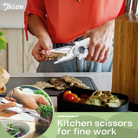 Image of White Kitchen Scissors for Heavy Duty Work Poultry Shears Dishwasher Safe Meat Shears Stainless Steel Cooking Scissors for Chicken Thanksgiving Christmas Day