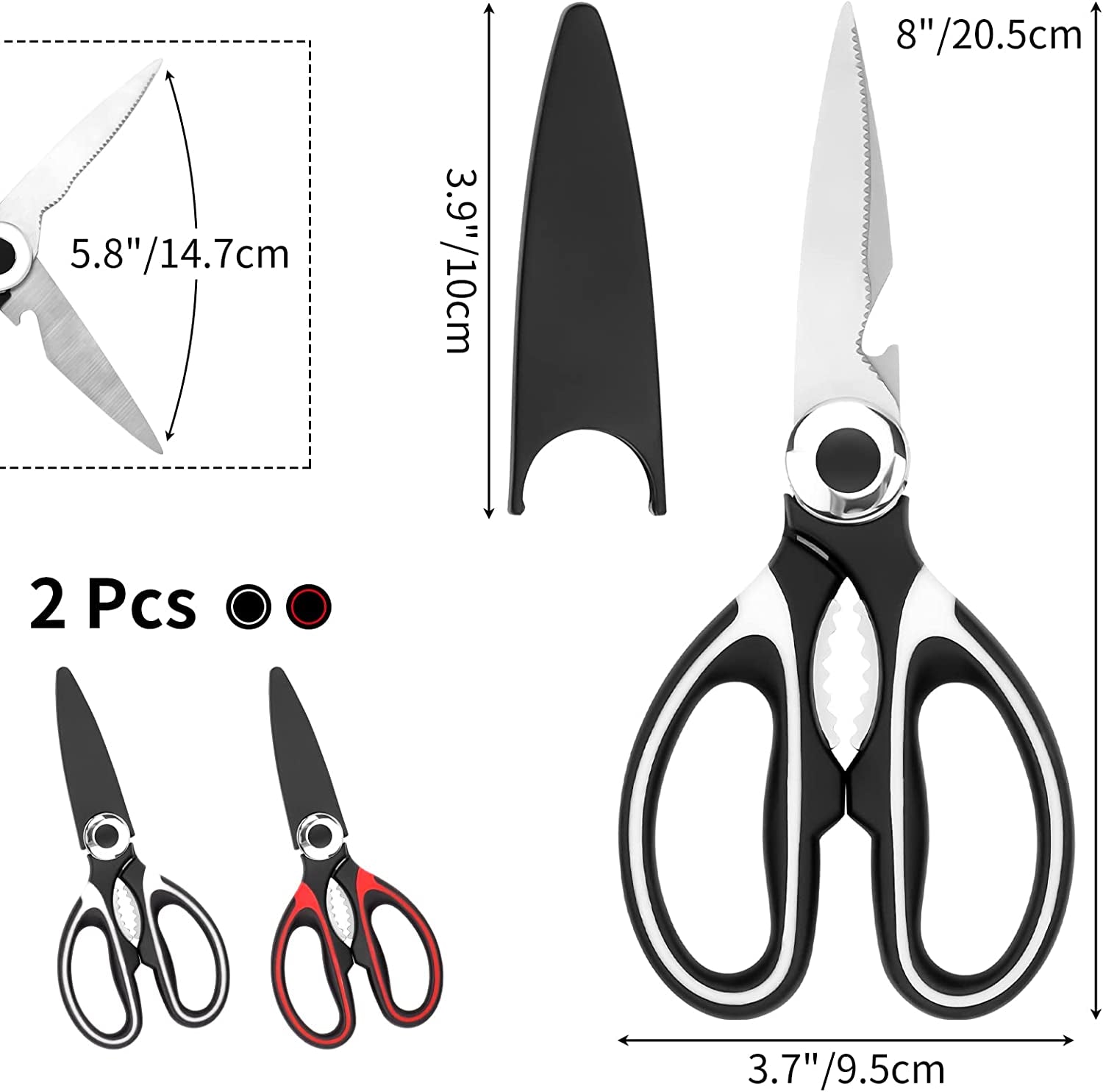 Kitchen Shears,2-Pack Heavy Duty ,Dishwasher Safe Meat Kitchen Scissors for General Use for Chicken/Poultry/Fish/Meat