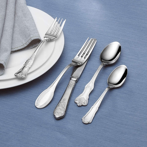 Image of Hotel Lux 77-Piece 18/10 Stainless Steel Flatware Set, Silver, Service for 12 -