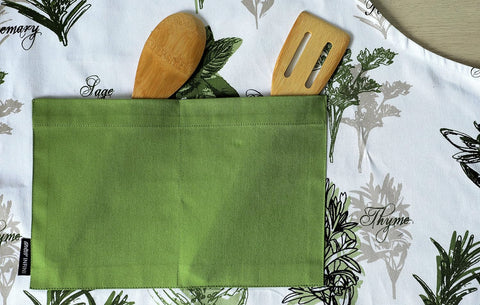 Image of Herb Garden Apron | 27.5 X 33 Inches | 100% Natural Cotton | Womens Apron for Cooking, Baking, Gardening | Convenient Pockets and Adjustable Strap at Neck & Waist Ties
