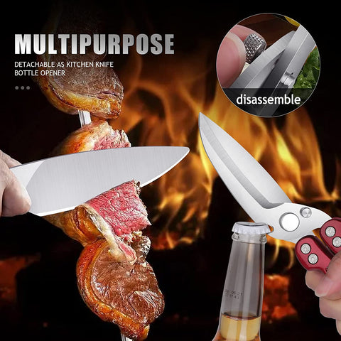 Image of Heavy Duty Poultry Shears - a Must Have Kitchen Shears for Chicken and Meat Cutting - Dishwasher Safe and Stainless Food Kitchen Scissors for Thanksgiving(Burgundy)