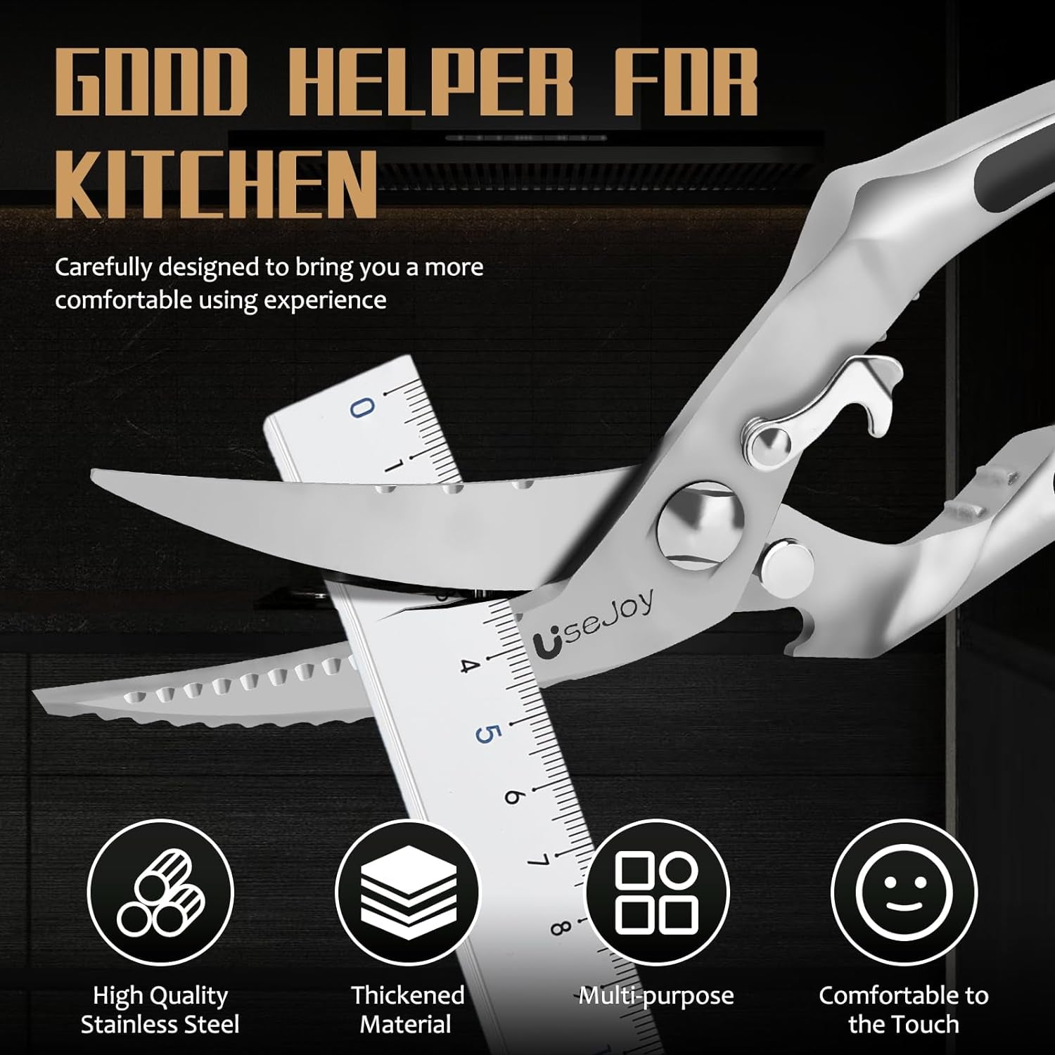 Professional Kitchen Scissors, Cooking Shears Scissors for Meat, Poultry Shears Heavy Duty, Stainless Steel Meat Scissors, Cooking Scissors for Chicken, Turkey, Fish,Bone