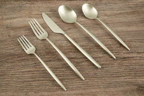 Image of Silversmiths Gaze Champagne Satin 20 Piece Flatware Set, Service for 4, Silver