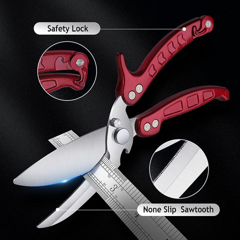 Image of Heavy Duty Poultry Shears - a Must Have Kitchen Shears for Chicken and Meat Cutting - Dishwasher Safe and Stainless Food Kitchen Scissors for Thanksgiving(Burgundy)