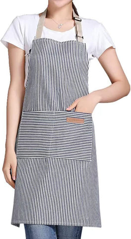 Image of Adjustable Bib Apron with 2 Pockets Cooking Kitchen Cotton Aprons for Women Men Chef Restaurant BBQ Painting