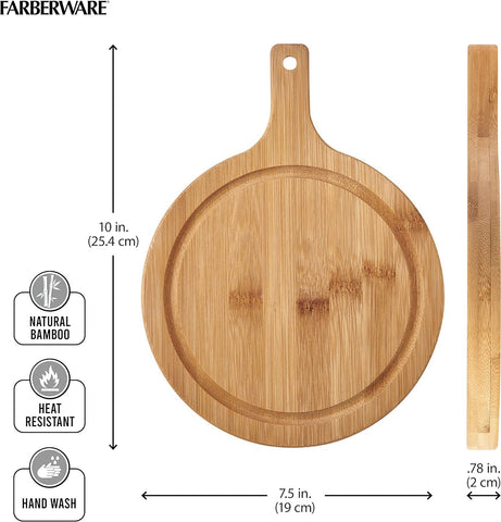 Image of round Paddle Board with Juice Groove, 7.5X10 Inch, Bamboo