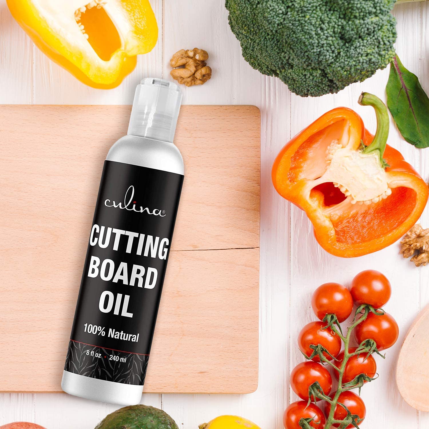Culina Cutting Board & Butcher Block Conditioning & Finishing Oil | Mineral Oil Free |100% Plant Based & Vegan, Best for Wood & Bamboo Conditioning & Finishing, Makes Cleaning Wood Easier - LivanaNatural