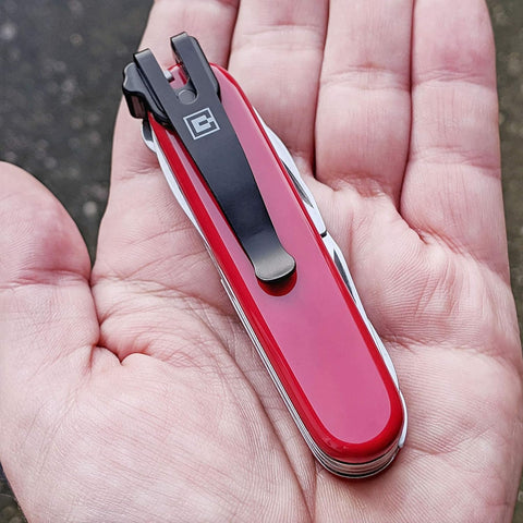 Image of Bundle of BLACK Swissqlip for 91Mm Victorinox Swiss Army Knife Models & Swisslinq Keychain Case for Classic SD Models